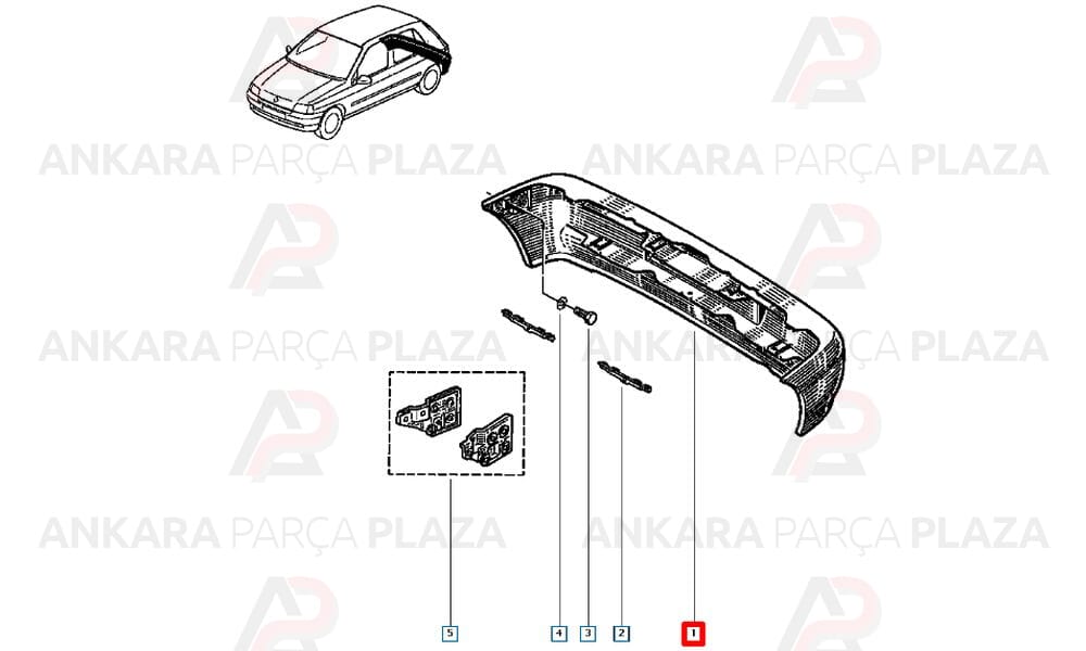 Clio 1996 - 1998 Arka Tampon Meydan