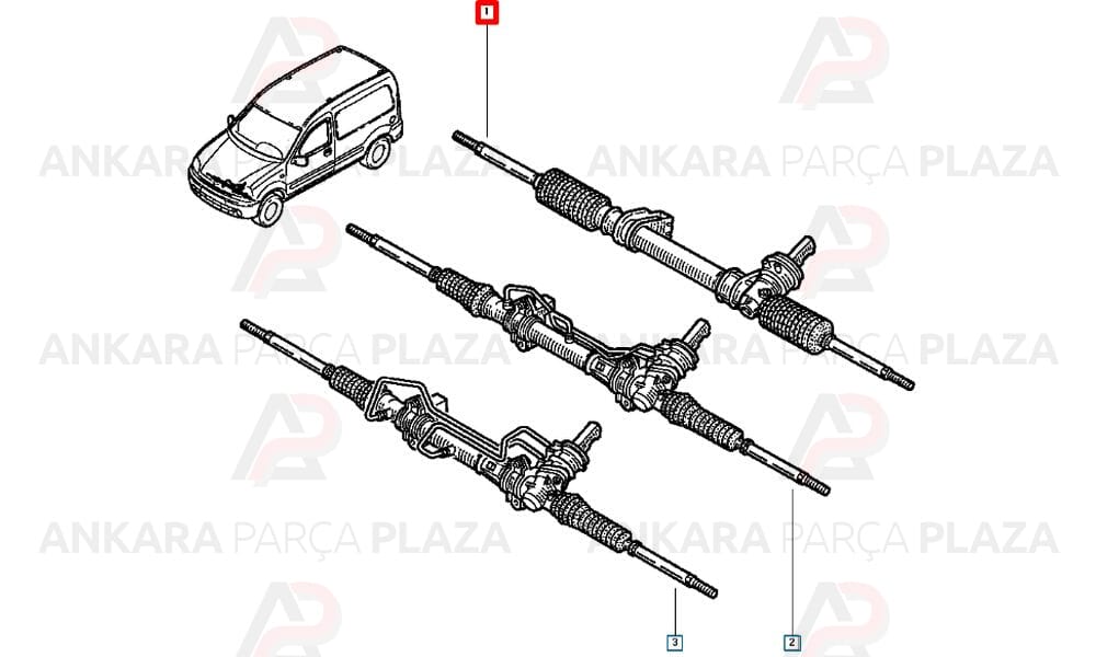 Direksiyon Kutusu Mekanik Rotbaşlı Renault Kangoo 1997 >