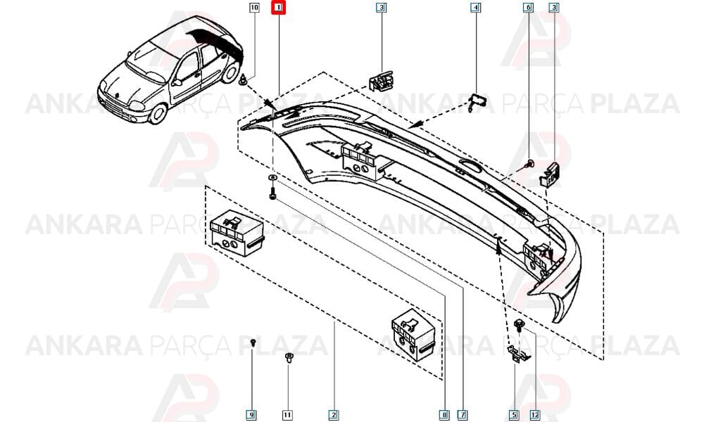 Clio 2 1998 - 2002 Arka Tampon Meydan