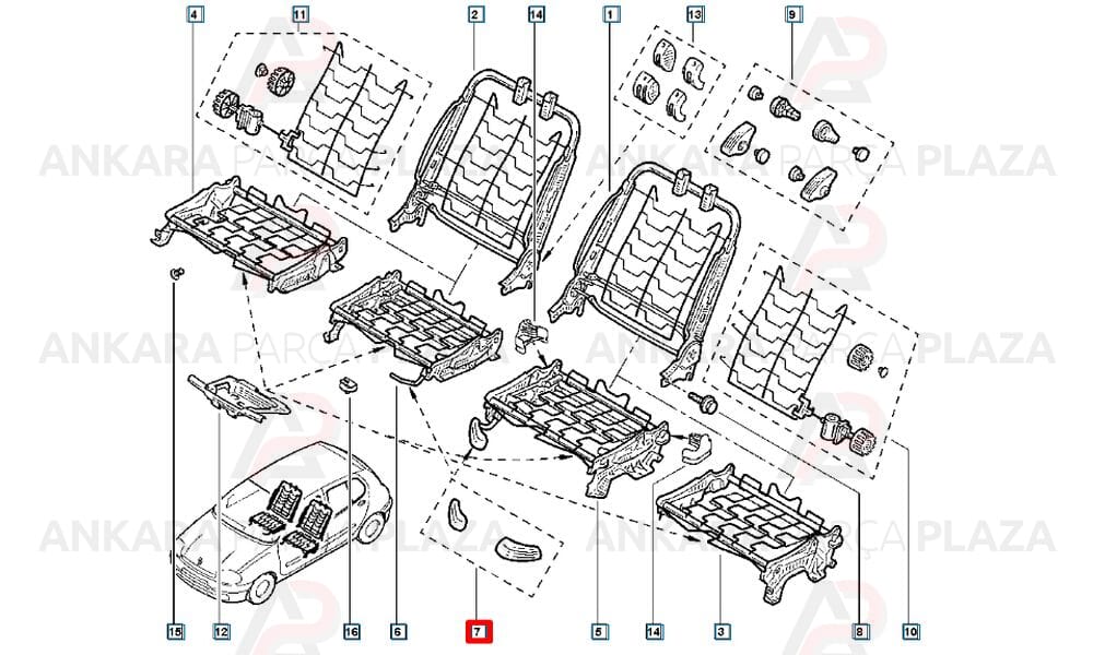 Koltuk Ayar Kolu Takımı Bbo- Clio 2 7701470876