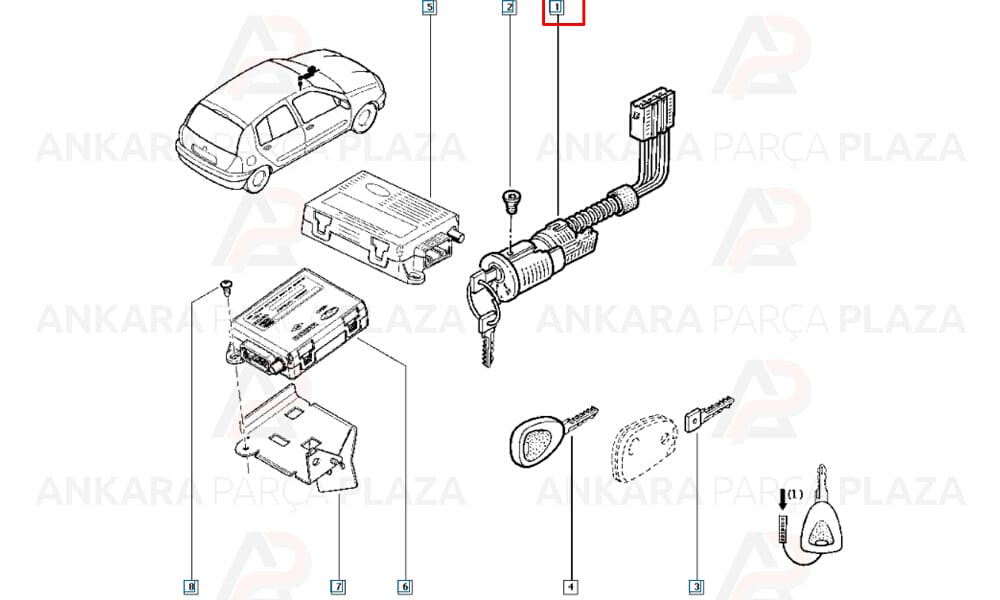 Kontak Anahtarı Clio Kangoo Megane Dacia Logan Sandero Duster