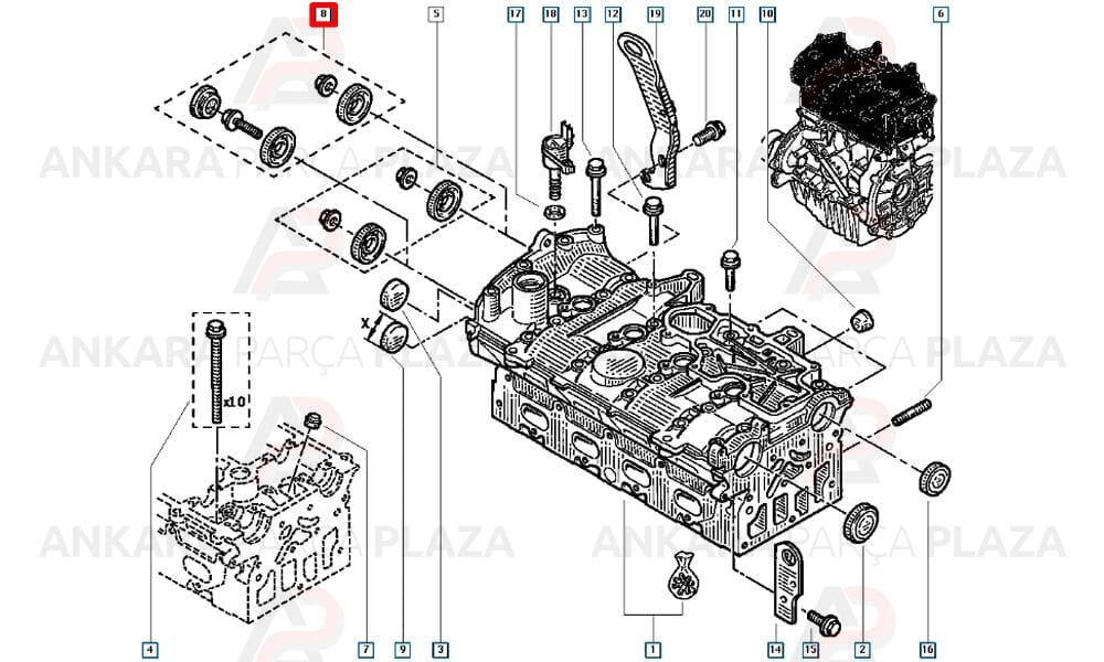 Laguna Megane 2.0 16V F4R Eksantrik Keçesi Keçe Takimi Civatali 7701471629