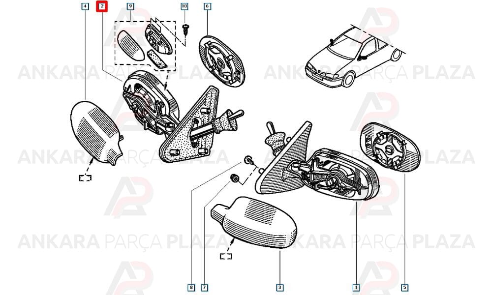 Megane 1 Yan Ayna Sağ Orijinal 7701471859