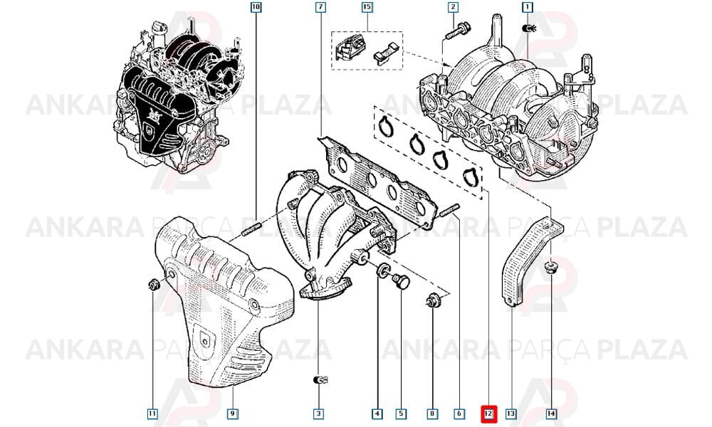 R19 Clio Kangoo 1.4 8V 1.6 8V K7M K7J Emme Manifold Contasi 7701471932