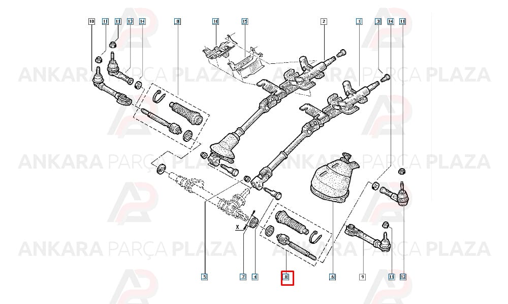 Rot Kolu Mekanik Direksiyon Kangoo Clio 2 1997 - 2005