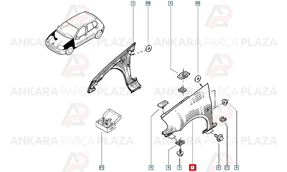 Clio Ön Çamurluk Sol 1999 - 2002 Arası Hatchback Meydan