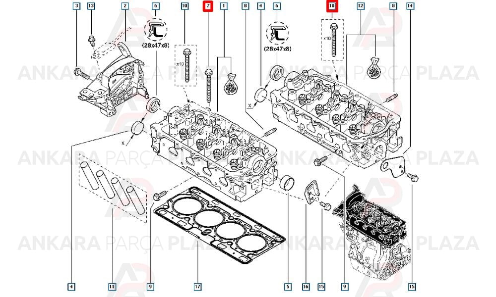 Silindir Kapak Saplamasi D4F Clio 1.2 16 V Takım 7701473543