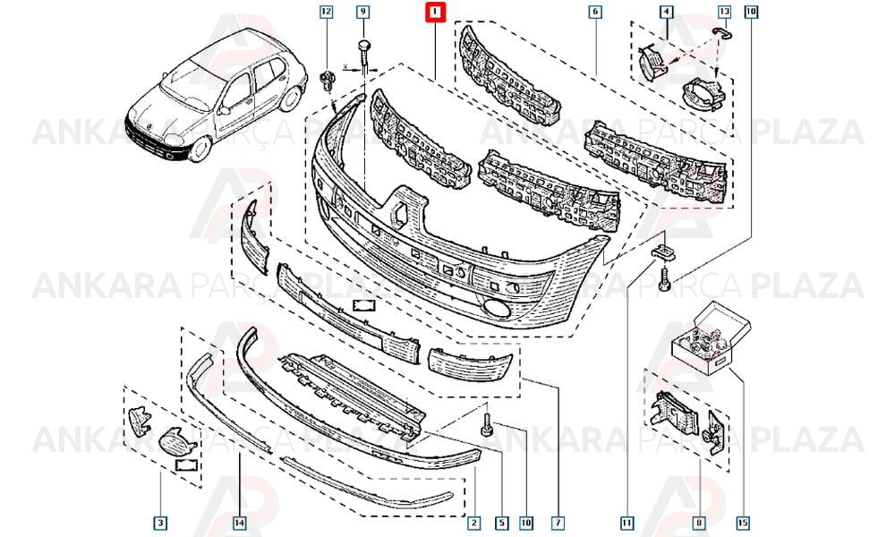 Clio 2 Ön Tampon 2002 - 2006 Arası HB - Sedan 7701473708 Meydan