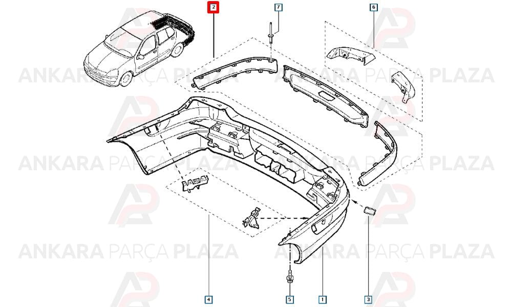 Clio Sedan Tampon Bandı Arka Sağ 2002 - 2006 Meydan