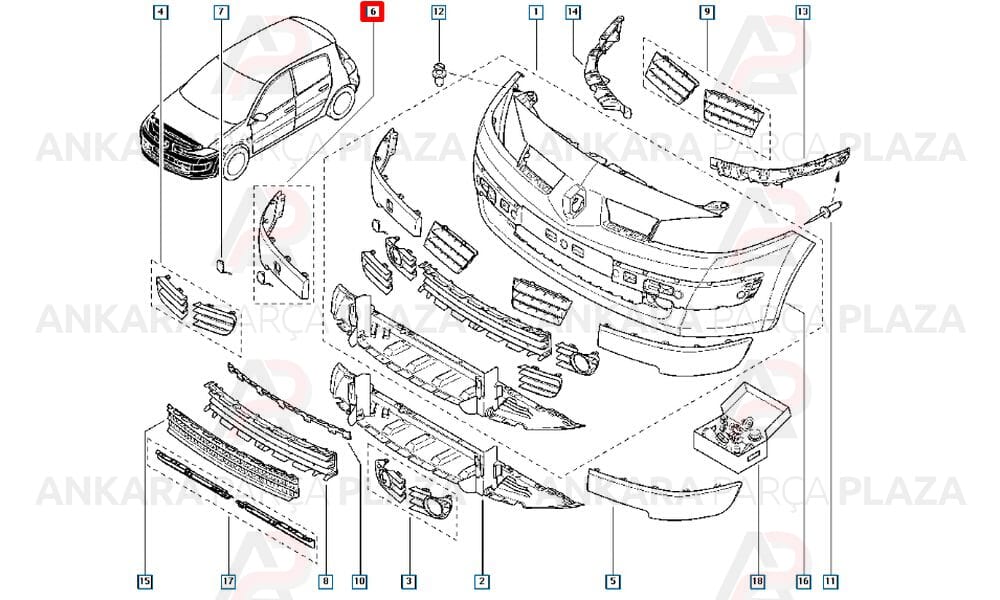 Megane 2 Tampon Bandı Ön Sağ İthal Orijinal 7701474482-1