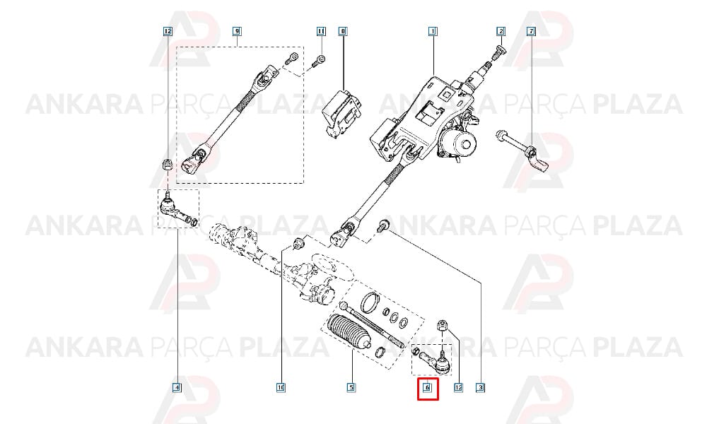 Direksiyon Rot Başı Sol Renault : Clio - Kangoo - Megane