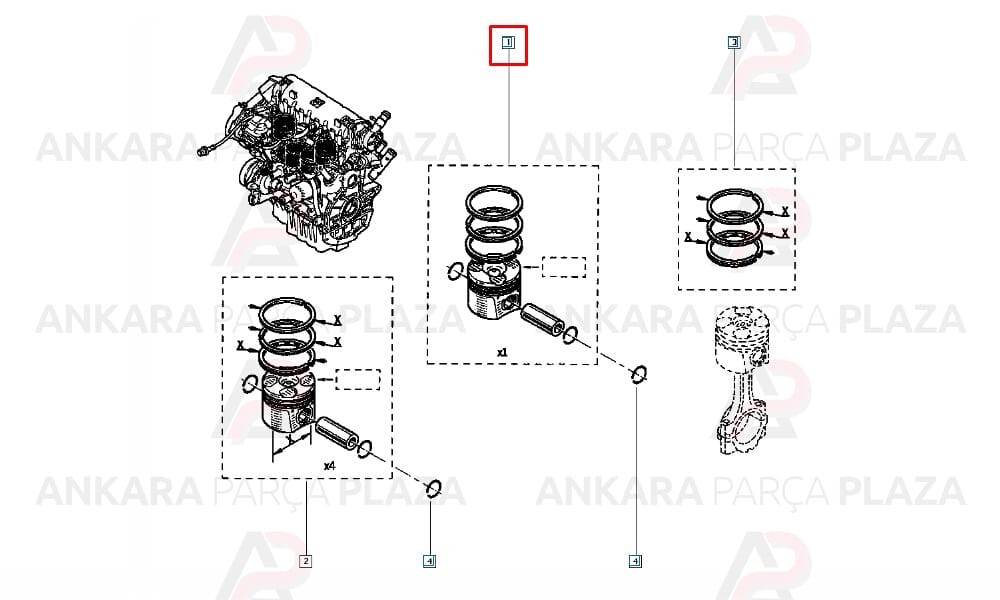 Kangoo Megane Laguna Trafic Scenic 1.9Tdi 1.9D Silindir Onarım Seti (Piston, Segman) Std 80.00Mm Yenmak