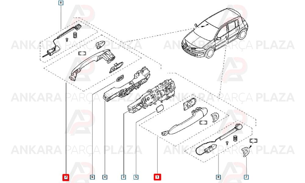 Dış Kapı Açma Kolu Astarlı Megane 2 Scenic 2 7701474995