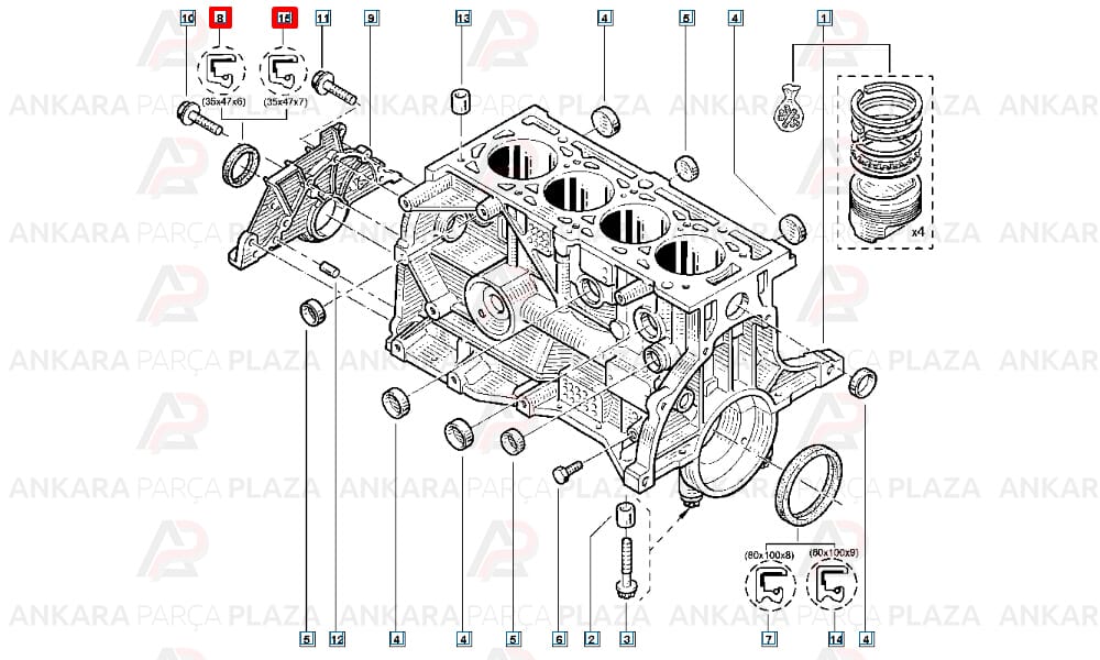 Krank Mil Keçesi Fluence Kango Megane Duster 1.4 1.5 1.6 35X47X7
