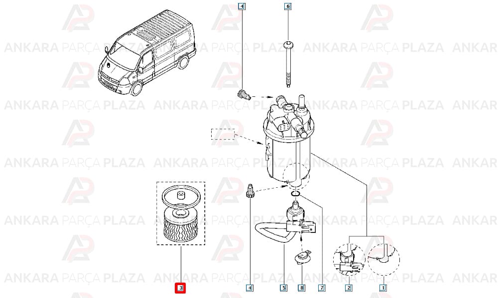 Trafic, Master 1.9, 2.5, 2.0, 2.3 Mazot Filtresi Bosch