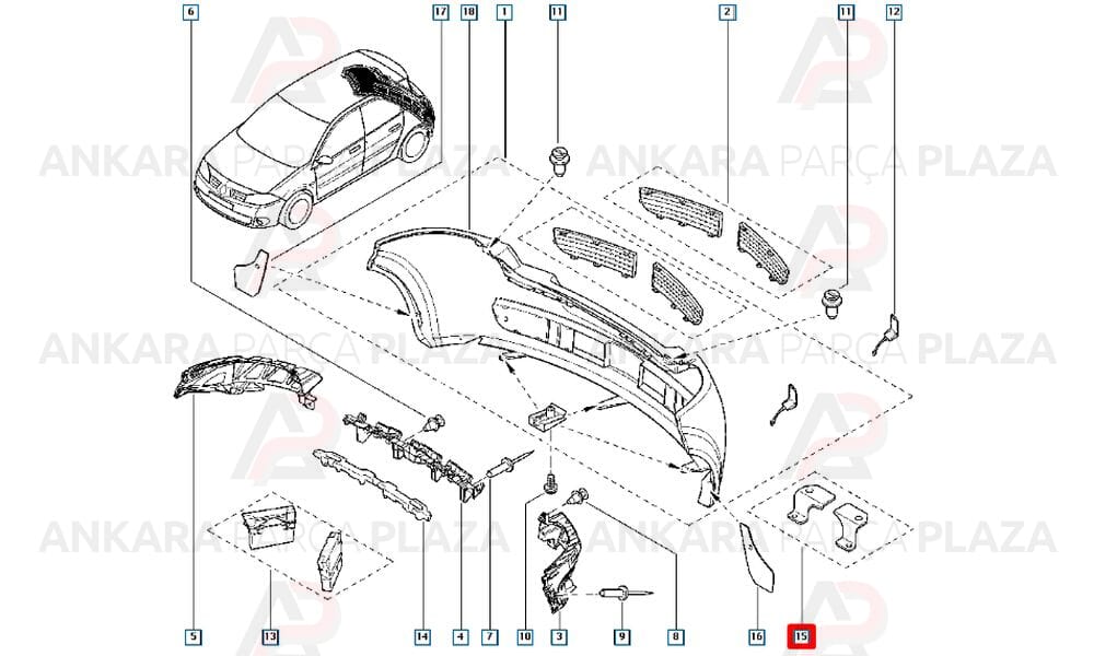 Megane 2 Tampon Bağlantı Ayağı Arka Orijinal 7701475393