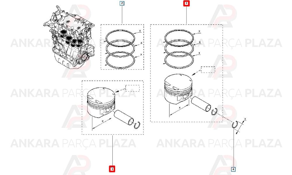 Twingo Clio 2 - 3 1.2 16V 75Ps Silindir Onarım Seti (Piston, Segman) 0.50 69.00Mm Yenmak