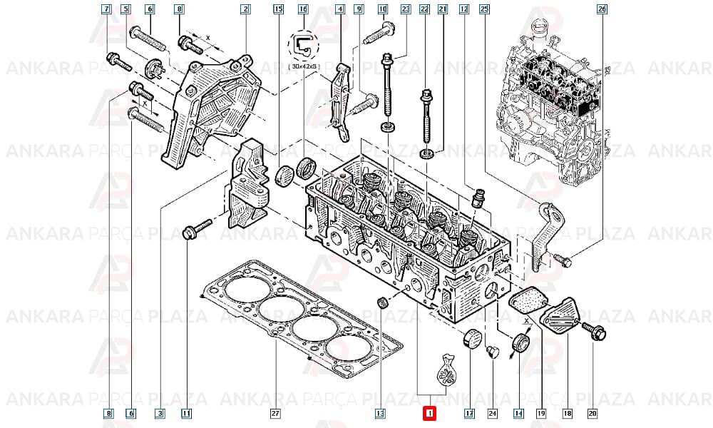 Silindir Kapağı Renault 9 19 Clio Kango 1.4 8V E7J Dik Kanal