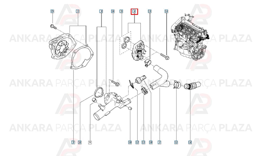 Termostat Suportu Clio Kangoo Megane Laguna 3 1.5 Dci 09> 7701476282