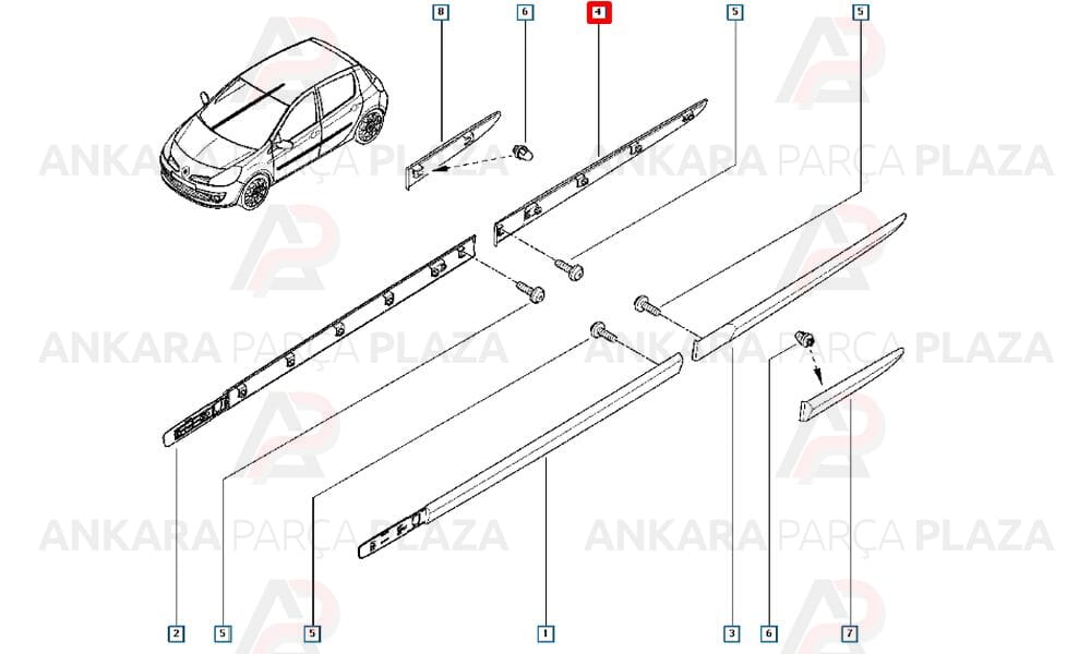 Clio Hb 09 - 12 Arka Kapı Bandı Sağ Siyah 7701476426