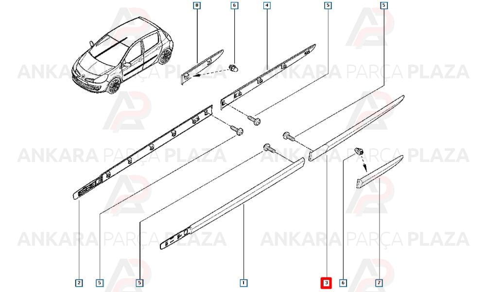 Clio Hb 09 - 12 Arka Kapı Bandı Sol Siyah 7701476428