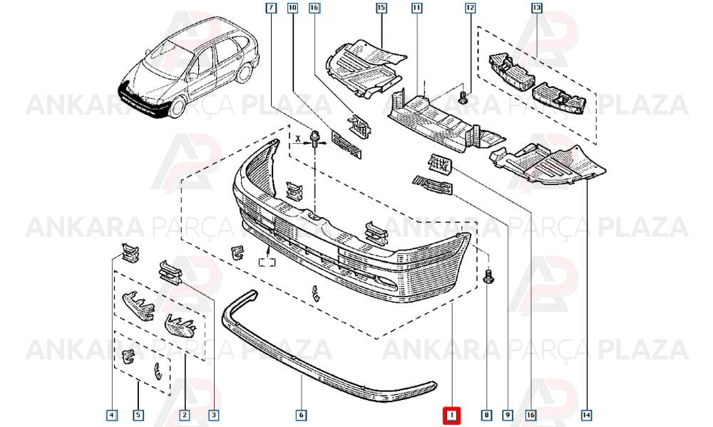 Megane Scenic 1 Ön Tampon 1995 - 1999 Arası 7701476608 Meydan