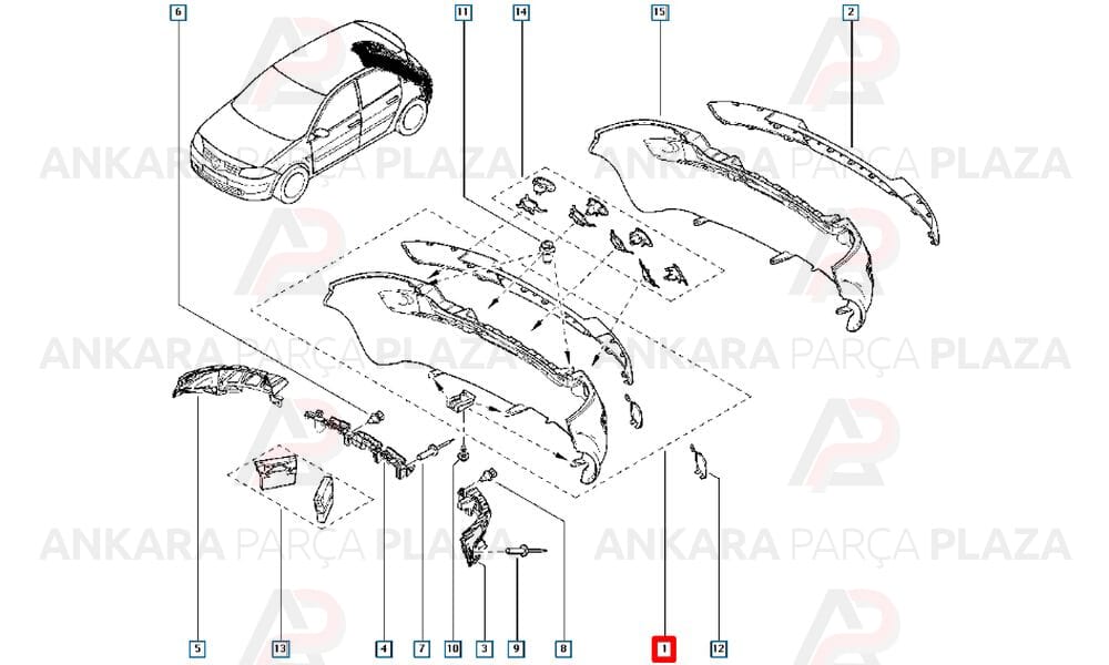 Megane 2 2007 - 2009 Arka Tampon Meydan