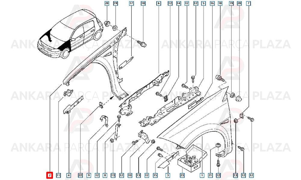 Megane 2 Ön Çamurluk Sağ 2004 - 2009 Arası Astarsız Meydan