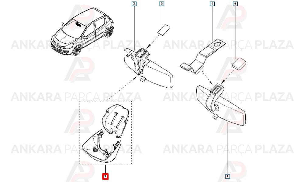İç Dikiz Ayna Kapak Clio 3 7701477256