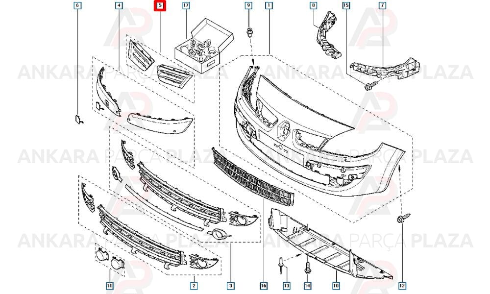 Renault Scenic 2 07 - 09 Ön Panjur Sol Siyah 7701477306