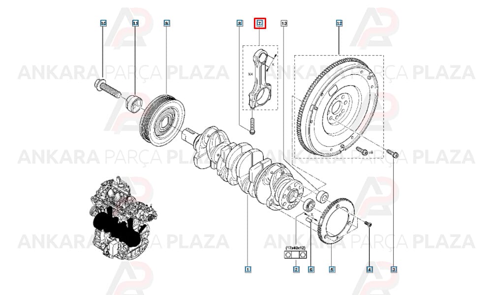Piston Kol Takımı Laguna 3 Trafic 2 2.0 Dci M9R ( 4 Adet ) 7701477831