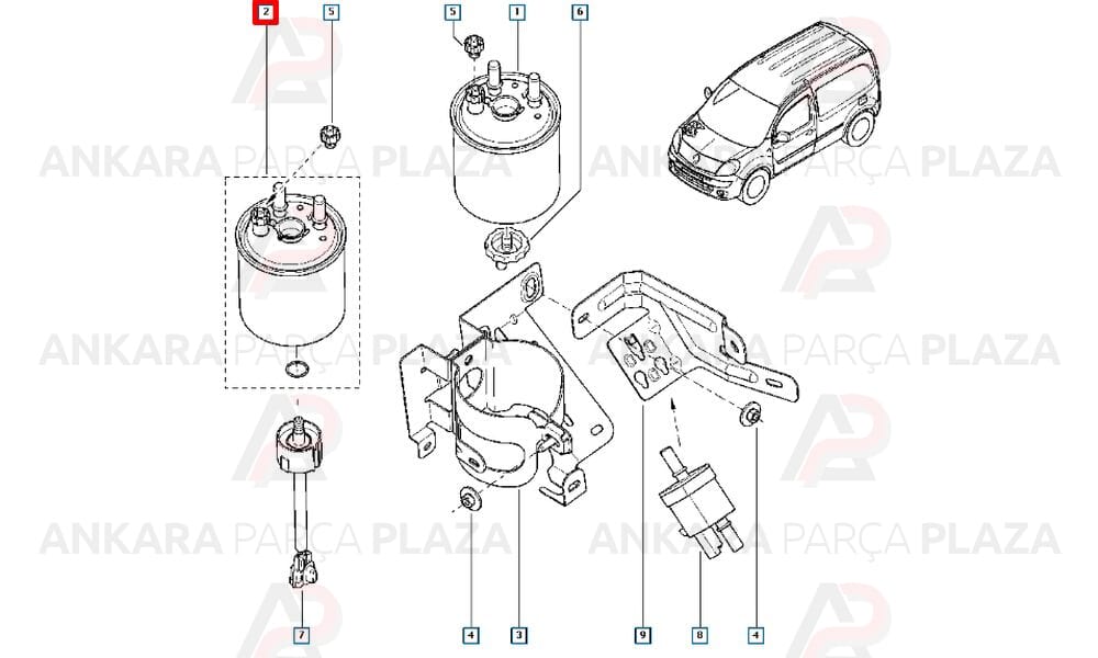 Mazot Filtresi Kangoo 3 1.5 Laguna 3 1.5 7701478277