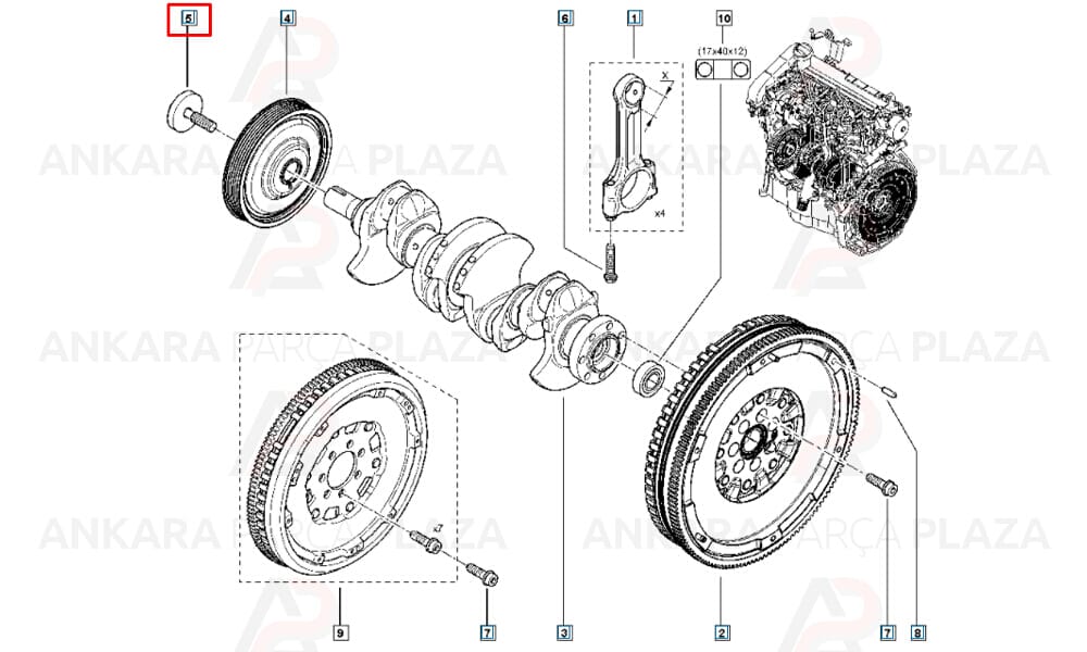 Piston Kolu Takımı Laguna F4R 4 Adet 2.0 16V 7701478497