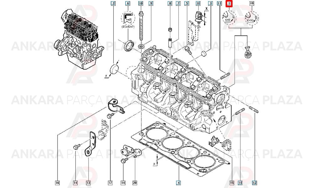 Silindir Kapağı Kangoo 1.9 Dizel F8Q Üstten Bujili