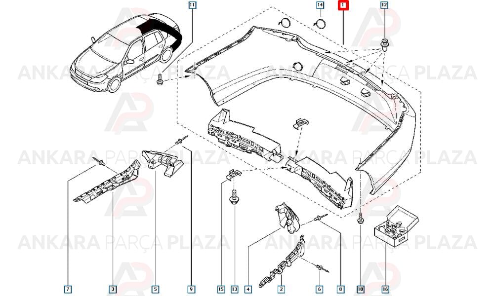 Clio Symbol Thalia Arka Tampon 2009 - 2012 Meydan