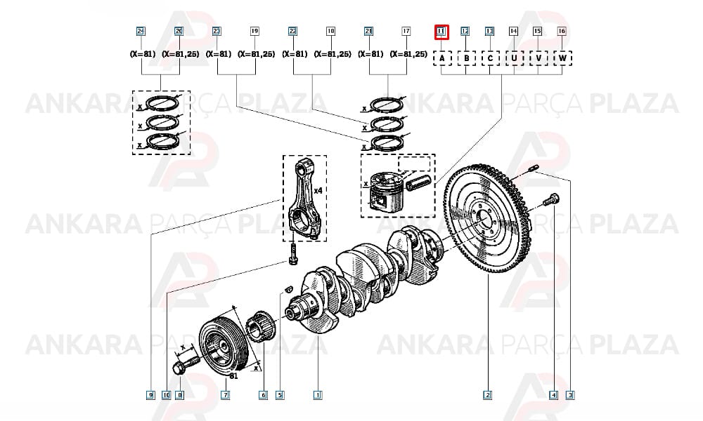Renault 11 21 Flash Manager 1.7 Silindir Onarım Seti (Piston, Segman) 0.50 81.00Mm Yenmak