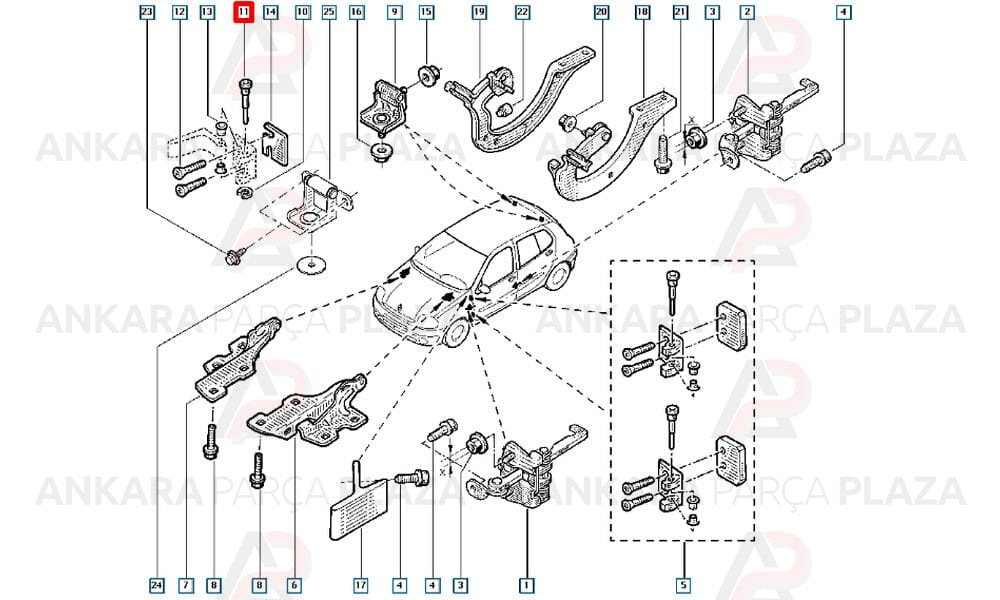 Kapı Menteşe Pimi Clio Kangoo