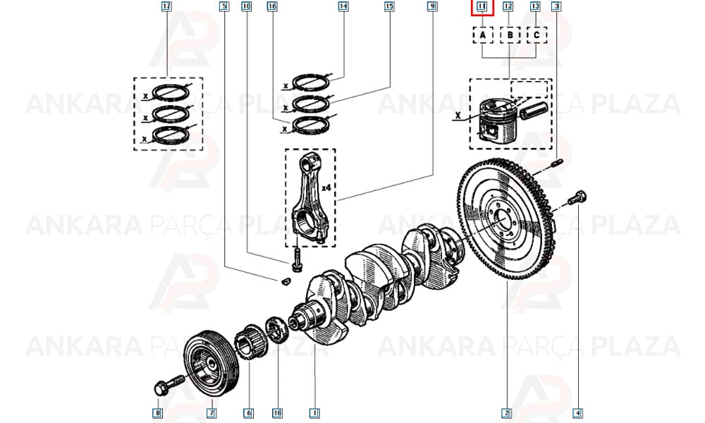Laguna 1 1.8İ 8V Piston Sekman Silindir Onarım Seti (Piston, Segman) Std Goetze