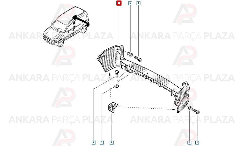 Kangoo 1998 - 2002 Arka Tampon Meydan