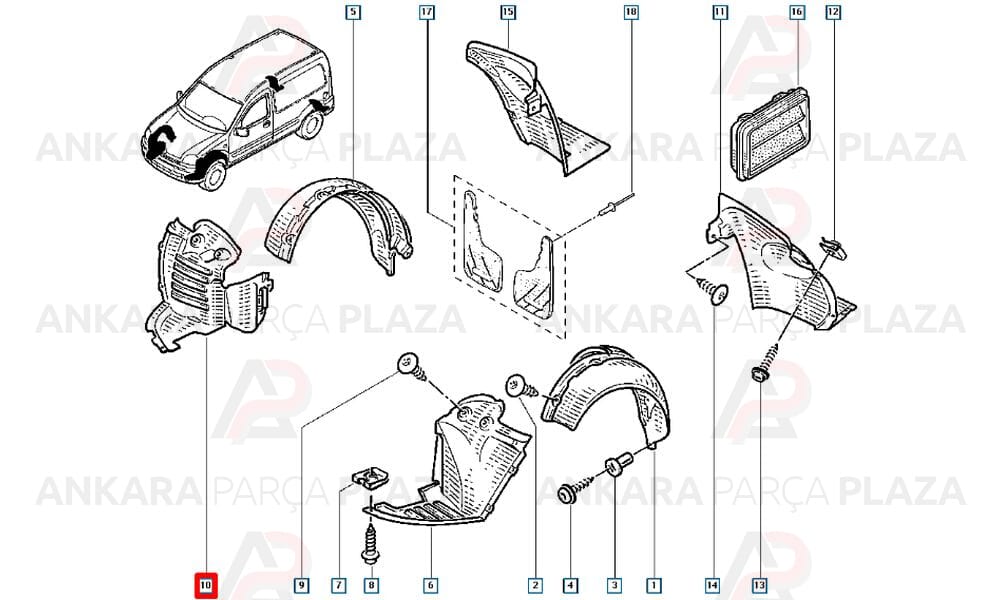 Kangoo Ön Çamurluk Davlumbazı Sağ Önün Önü 1998 - 2009 Arası Meydan