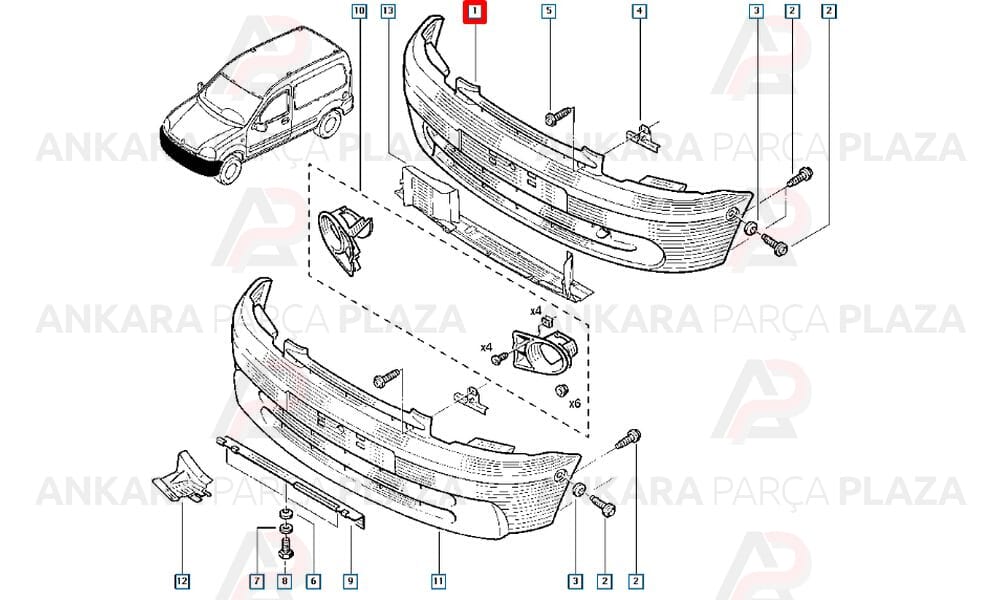 Kangoo 1 Ön Tampon 1998 - 2002 Arası 7701694499 Meydan