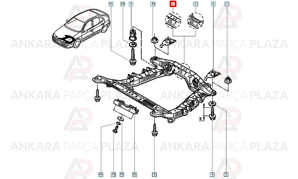 Megane 99 - 02 Motor Beşiği Beşik 8 Valf 7701709795