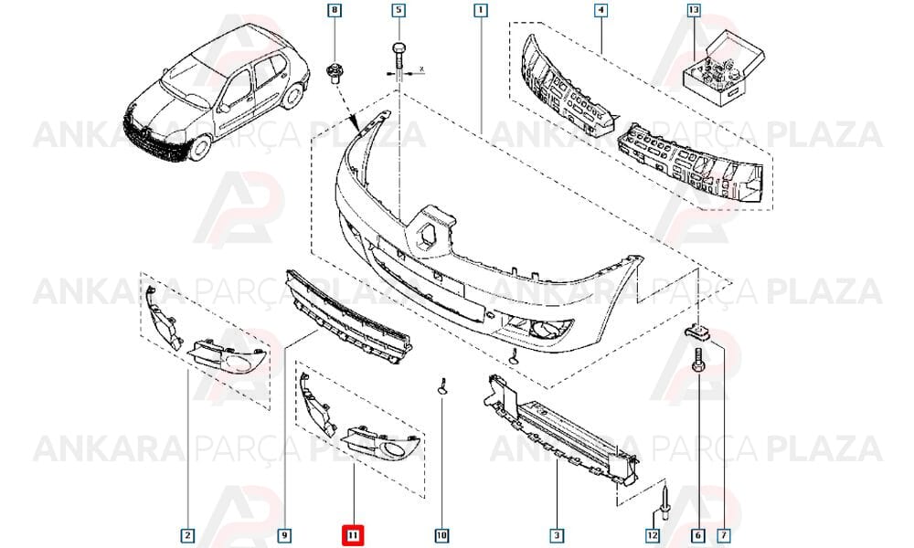 Clio Symbol Sedan Sis Farı Çerçevesi Ön Sağ Sisli Pleksan