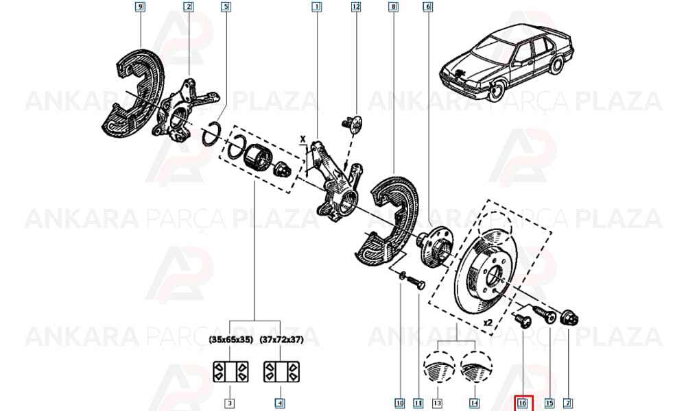 Fren Disk Porya Civatası Renault 9 Renault 11