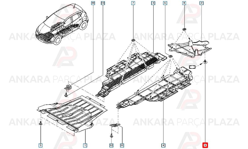 Renault 9, 11 Bagaj Halı Klipsi Mtj