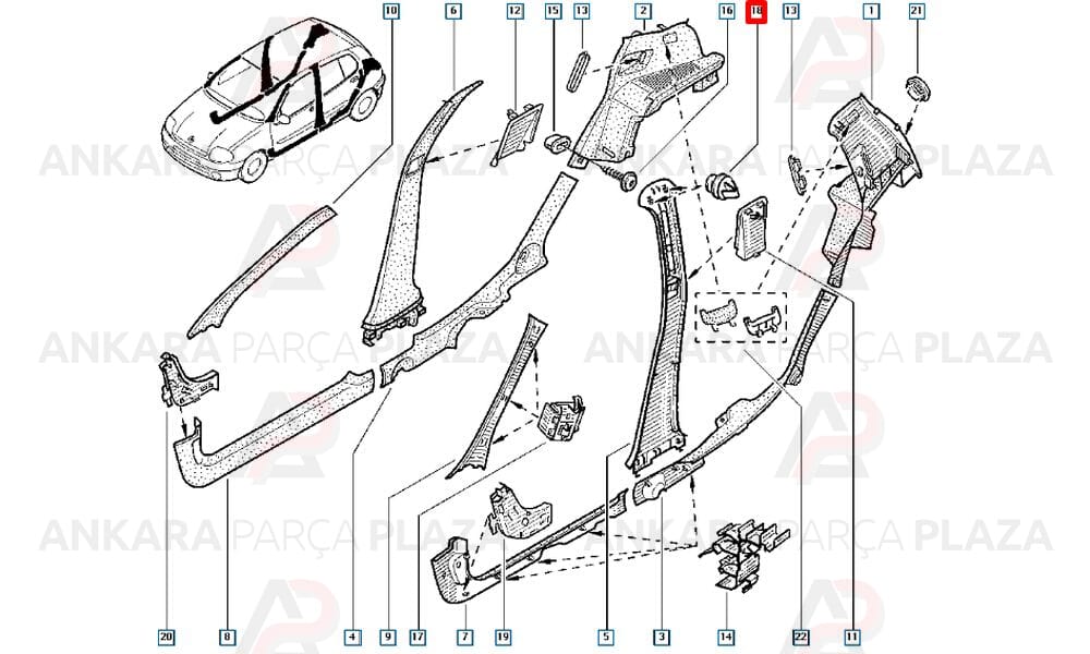 Kapı Döşeme Klipsi Renault 19