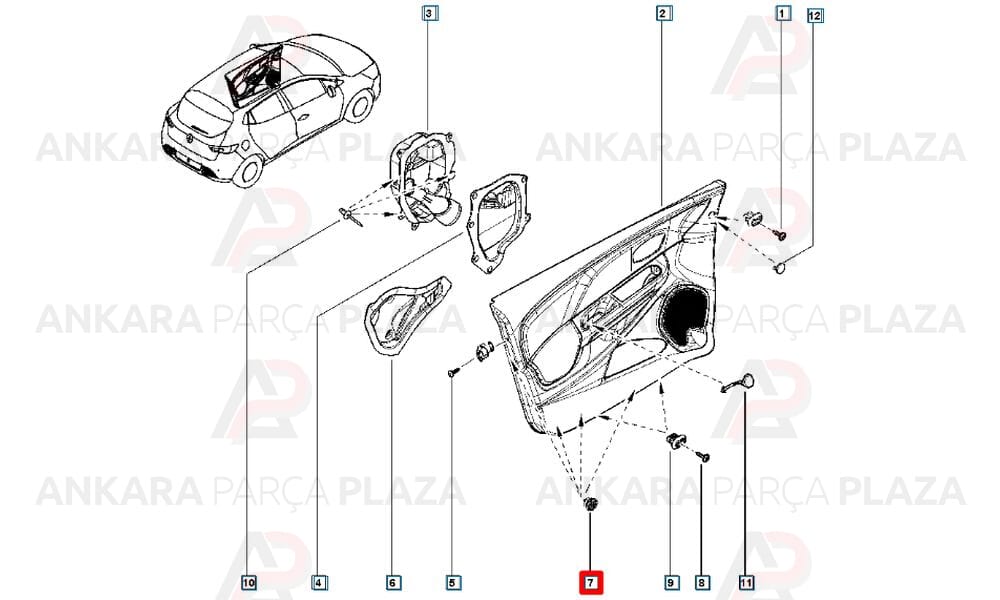 Kapı Döşeme Klipsi Agrafı Fluence Megane 3 Kangoo 3 Laguna 3