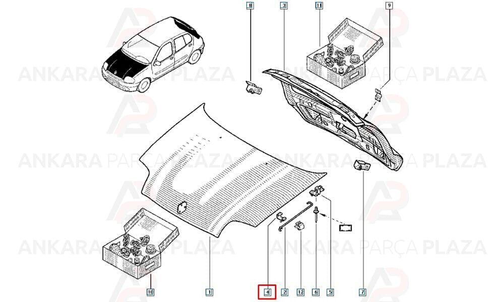 Kaput Tel Tutucu Klipsi Clio Kangoo