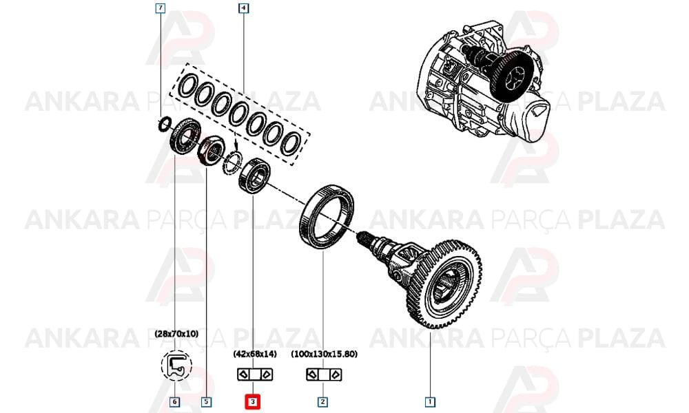 Diferansiyel Rulmanı Küçük Renault 11 Renault 21