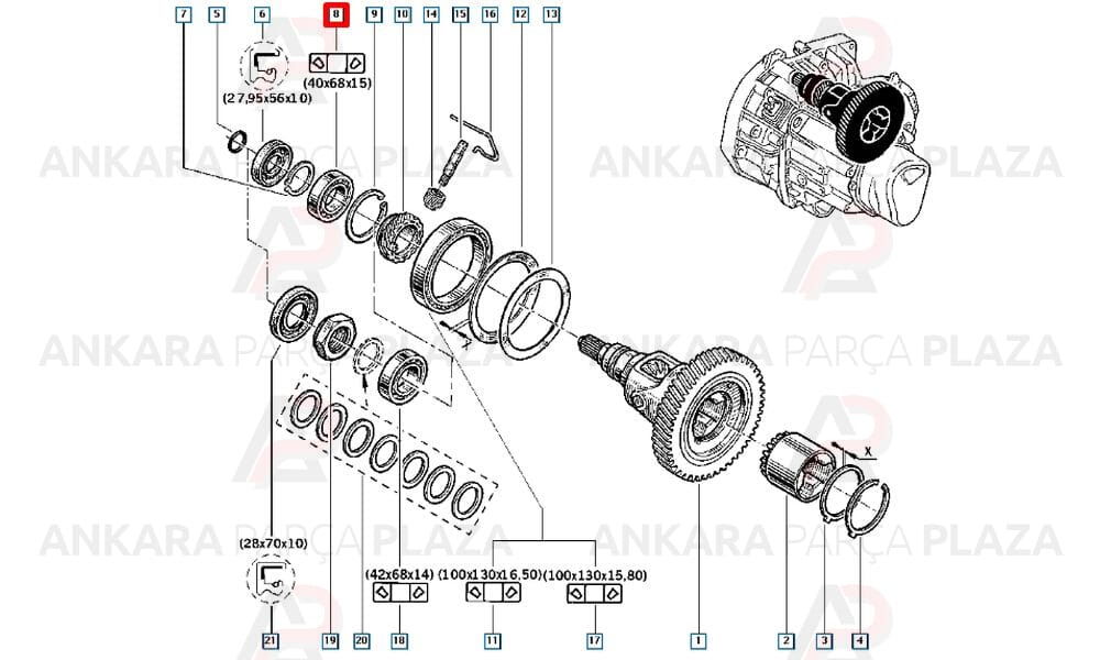 Diferansiyel Rulmanı Küçük Renault 9